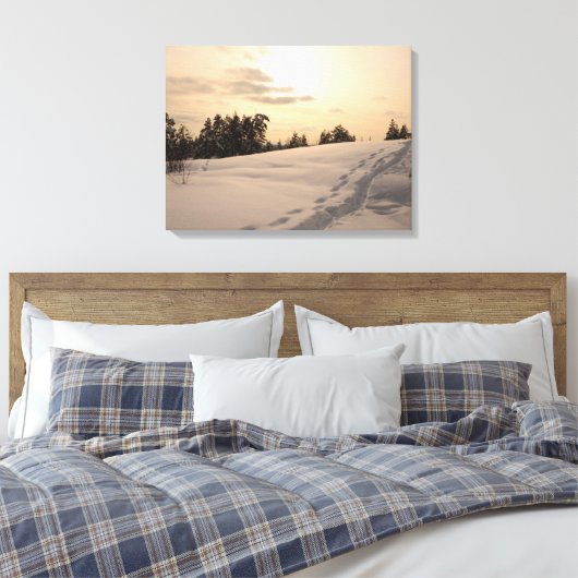 Kerstmiddag Sneeuwscène Canvas Afdruk (Insitu (Slaapkamer))