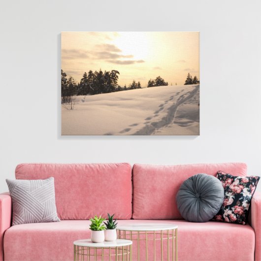 Kerstmiddag Sneeuwscène Canvas Afdruk (Insitu (Woonkamer))