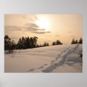 Kerstmiddag Sneeuwscène Poster (Voorkant)