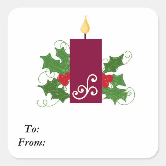 Kerstmiddenstuk met Hulst Vierkante Sticker (Voorkant)