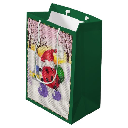 Kerstmiet cadeautaszak medium cadeauzakje (Achterkant Gekanteld)