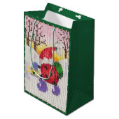 Kerstmiet cadeautaszak medium cadeauzakje (Voorkant Gekanteld)
