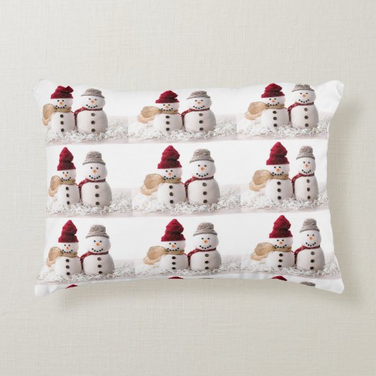 "KERSTMIJPAAR VAN MR EN MRS SNOWMAN" ACCENT KUSSEN (Voorkant)