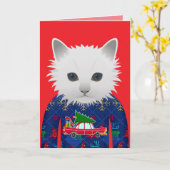 KERSTMIJS FUN KATTENKAART KAART (Gele Bloem)