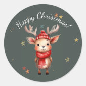 KERSTMIJS RETRO RENDIER STICKER (Voorkant)