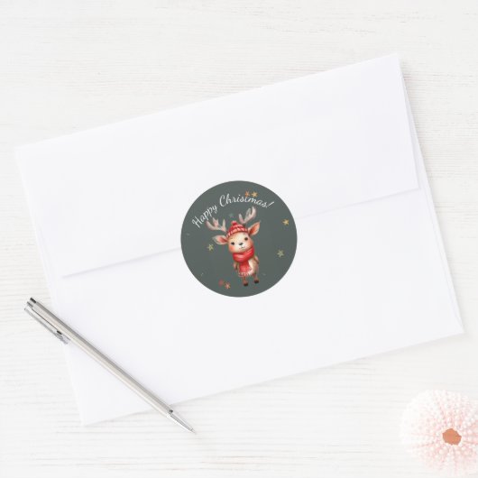 KERSTMIJS RETRO RENDIER STICKER (Envelop)