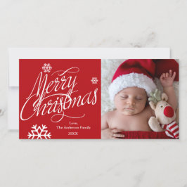 KERSTMIJS Script Rode Kerst Foto Kaart