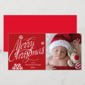 KERSTMIJS Script Rood Vakantie Fotokaart Feestdagenkaart (Voorkant / Achterkant)