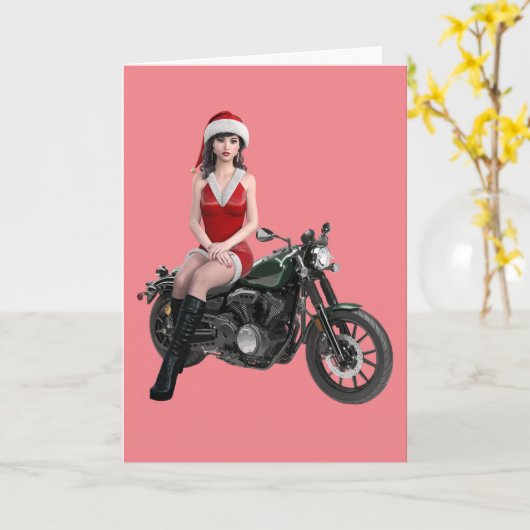 KERSTMIJTER MOTORFIETS MEISJE KAARTEN (Gele Bloem)