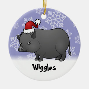 kerstminiatuur pig keramisch ornament
