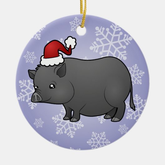 kerstminiatuur pig keramisch ornament (Voorkant)