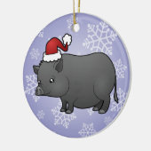 kerstminiatuur pig keramisch ornament (Links)