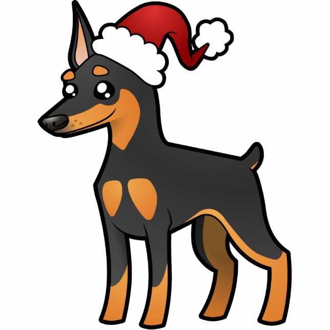 Kerstminiatuur Pinscher/Manchester Terrier Fotobeeldje Ornament (Voorkant)