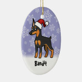 Kerstminiatuur Pinscher/Manchester Terrier Keramisch Ornament (Rechts)