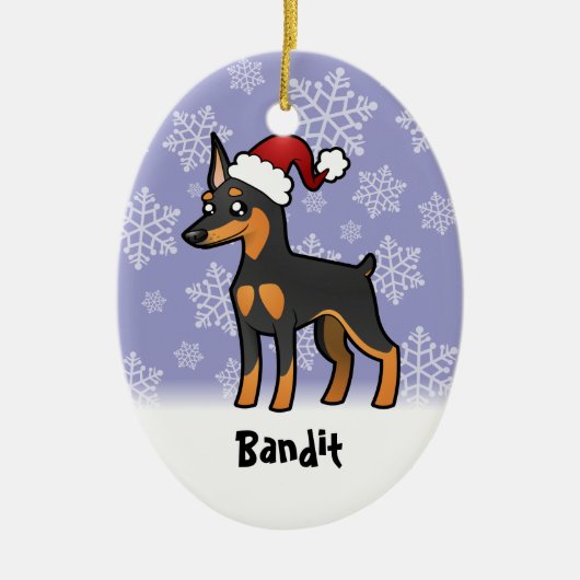 Kerstminiatuur Pinscher/Manchester Terrier Keramisch Ornament (Voorkant)