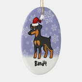 Kerstminiatuur Pinscher/Manchester Terrier Keramisch Ornament (Rechts)