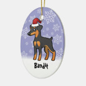 Kerstminiatuur Pinscher/Manchester Terrier Keramisch Ornament (Links)