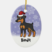 Kerstminiatuur Pinscher/Manchester Terrier Keramisch Ornament (Voorkant)