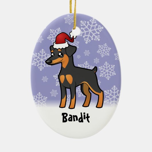 Kerstminiatuur Pinscher/Manchester Terrier Keramisch Ornament (Achterkant)