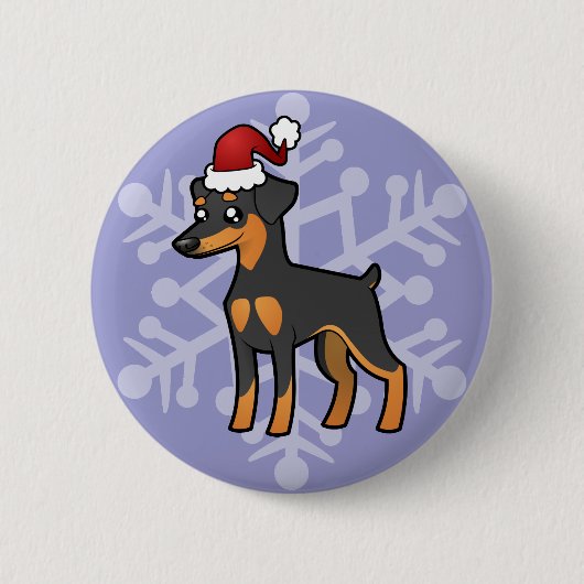 Kerstminiatuur Pinscher/Manchester Terrier Ronde Button 5,7 Cm (Voorkant)