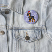 Kerstminiatuur Pinscher/Manchester Terrier Ronde Button 5,7 Cm (In situ)