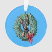 Kerstminiatuur Pinscher Ornament (voorkant)