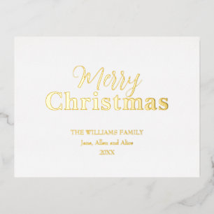 Kerstminimaal Elegant Wit en Goud Folie Feestdagen Briefkaart