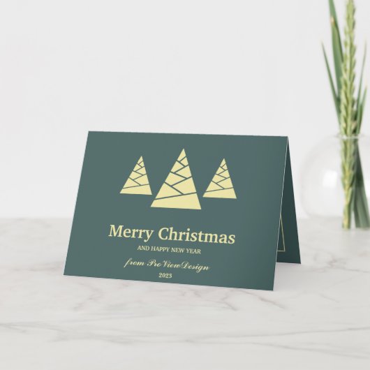 Kerstminimalis boomkanton turquoise & vanilla feestdagen kaart (Voorkant)