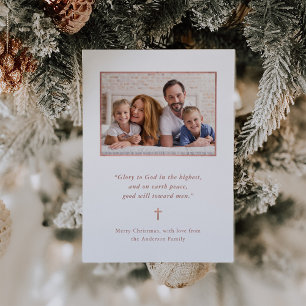 kerstminimalisme Roos Gold Cross en foto's Feestdagenkaart
