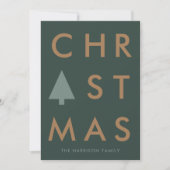 Kerstminimalist | Modern Gold & Green Scandi Feestdagenkaart (Voorkant)
