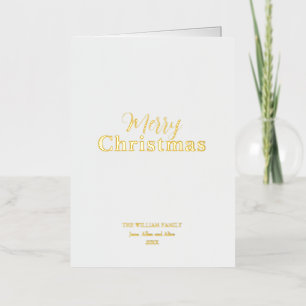 Kerstminimalistisch Elegant Wit en Goud Folie Feestdagenkaart