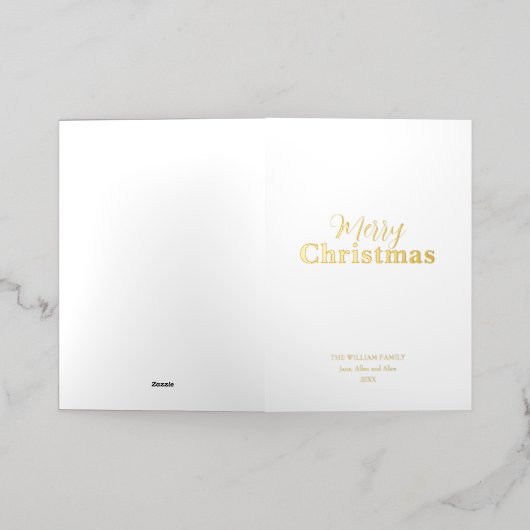 Kerstminimalistisch Elegant Wit en Goud Folie Feestdagenkaart (Buiten Laag)