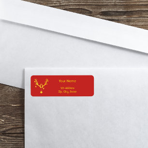 Kerstminimalistisch modern rendiergoud rood etiket