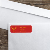 Kerstminimalistisch modern rendiergoud rood etiket