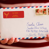 Kerstminimalistisch modern rendiergoud rood etiket