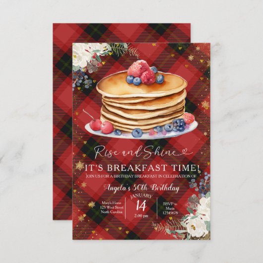 Kerstminimalistisch ontbijt verjaardagsuitnodiging kaart (Voorkant / Achterkant)