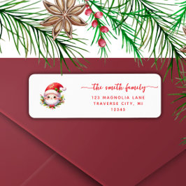 Kerstminimalistische kerstman retouradreslabels etiket