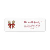Kerstminimalistische rendier retouradreslabels etiket (Voorkant)