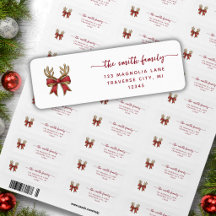 Kerstminimalistische rendier retouradreslabels