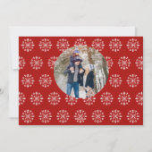 Kerstminimumaantal, eenvoudig rood, 2-foto winter feestdagenkaart (Achterkant)