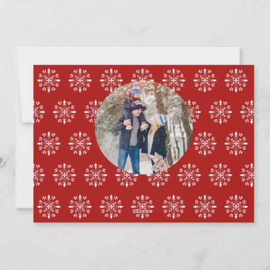 Kerstminimumaantal, eenvoudig rood, 2-foto winter feestdagenkaart (Achterkant)