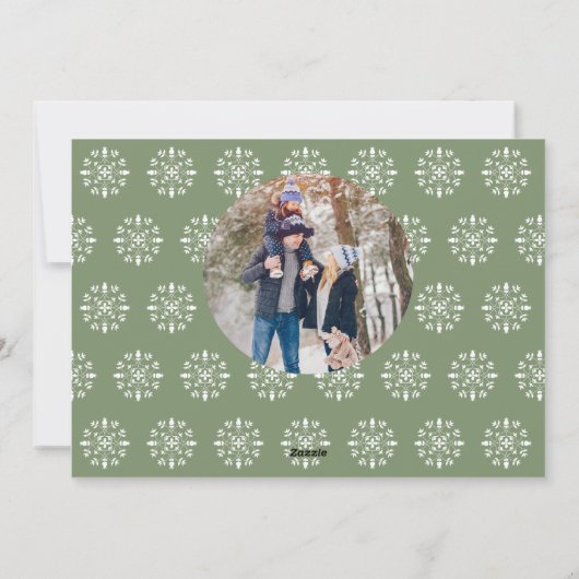 Kerstminimumaantal groene stut 2 foto Winter Feestdagenkaart (Achterkant)