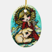 Kerstmirakel Angel Art van Hannah Lynn Keramisch Ornament (Voorkant)