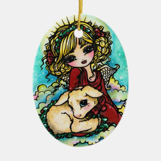 Kerstmirakel Angel Art van Hannah Lynn Keramisch Ornament (Voorkant)