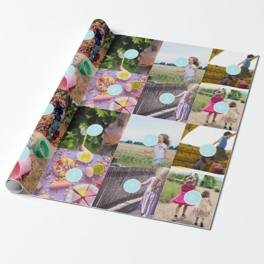 Kerstmis 10 Foto's Collage Cadeaupapier (Uitgerold)