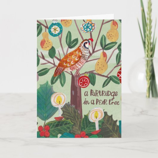 Kerstmis 12 dagen van Kerstmis Partridge Pear Tree Kaart (Voorkant)
