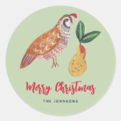 Kerstmis 12 dagen van Kerstmis Partridge Pear Tree Ronde Sticker (Voorkant)
