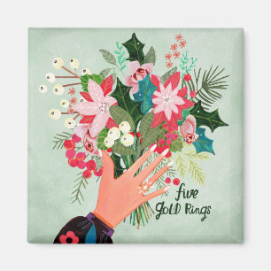 Kerstmis 12 dagen van Kerstmis Vijf Gouden Ringen Magneet