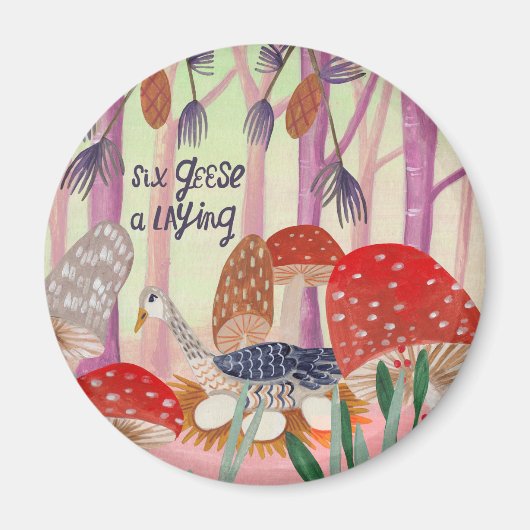 Kerstmis 12 dagen van Kerstmis Zes Ganzen a Legen Magneet (Voorkant)