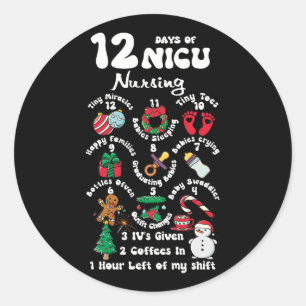 Kerstmis 12 dagen van NICU eenheid verpleegkunde G Ronde Sticker